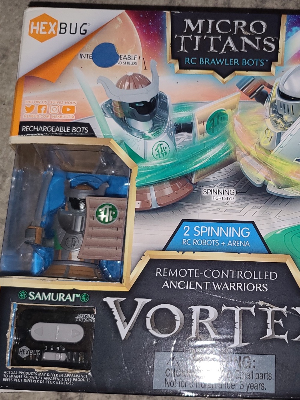 Hexbug Micro Titans Vortex Samurai Vs. Knight RC Brawler Robots Arena NEW